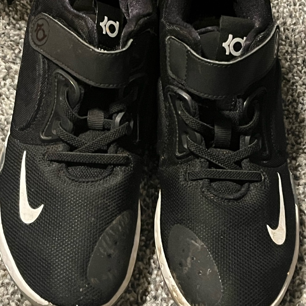 Boys Nike Black and White KD Basketball Shoes